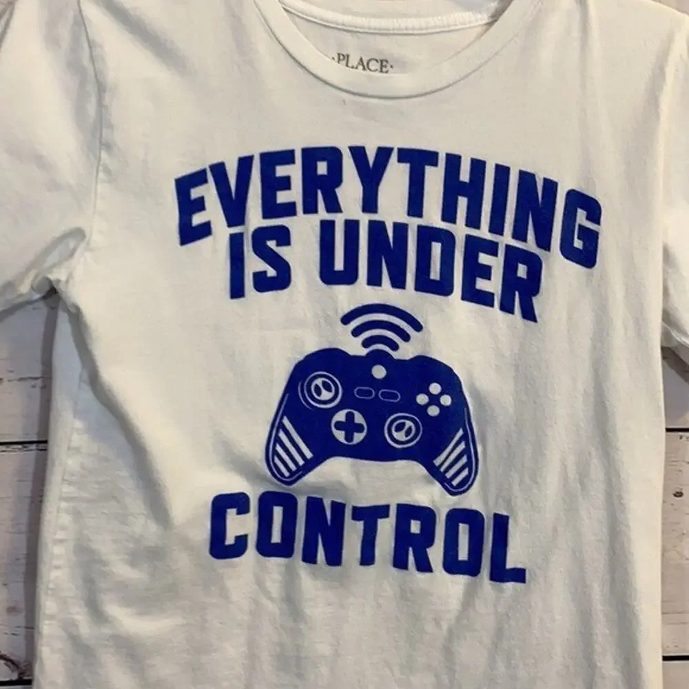 Childrens Place Shirt Top Youth Boys Large White‎ Blue Gaming Gamer